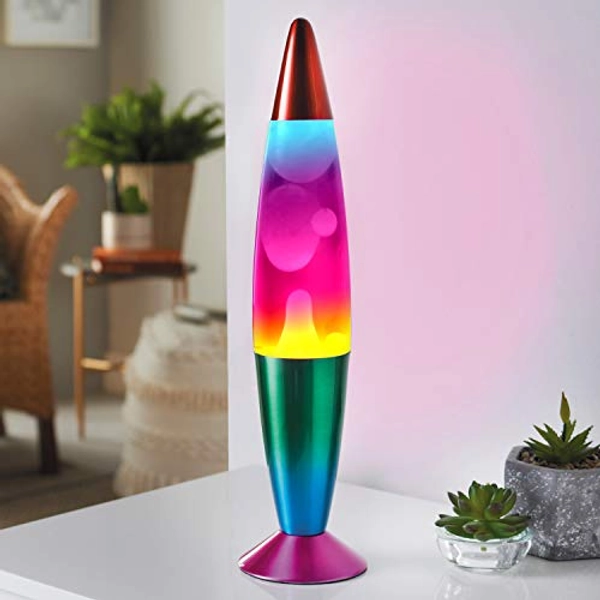 Global Gizmos 55149 16” Rainbow Lava Lamp | Retro Nostalgia | Relaxing Mood Light | Decorative Illumination