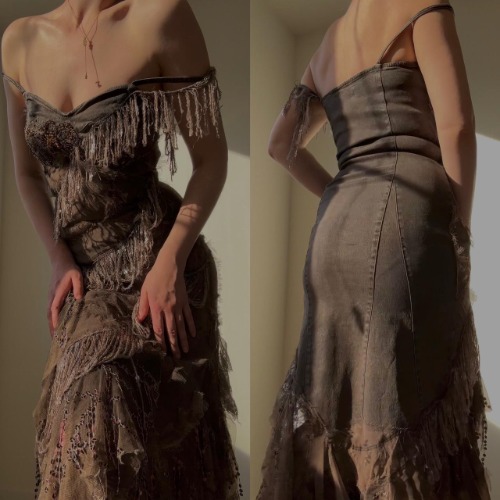 Rare one of a kind fairygrunge denim fringe dress...