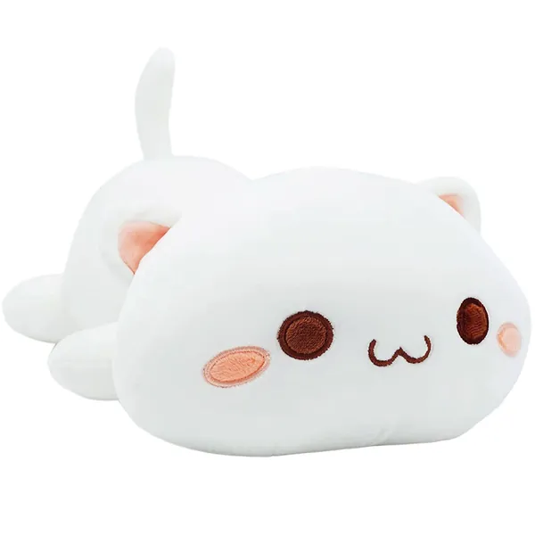 Cute Kitten Plush Toy Stuffed Animal Pet Kitty Soft Anime Cat Plush Pillow for Kids (White A, 12")