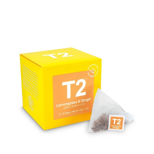 T2 Tea Lemongrass and Ginger Herbal Tea Bags in Box, 25-Count - 25 Count (Pack of 1)