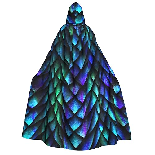 NKISMOODM Blue Scales Halloween Hooded Cloak Christmas with Hood Party Cape Cosplay Robe Costume for Women - One Size - Black5