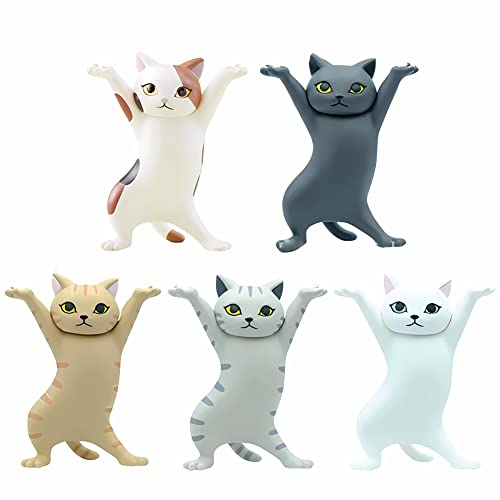 ATHAND Cute Gifts - Enchating Cat Pen Holder - Kawaii Cat Gifts for Cat Lovers - Office Desk Accessories - Room Decor(5 Cats Set) - Multicolor-5 Pcs