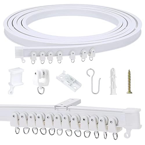 Flexible Bendable Ceiling Curtain Track, 5m (16.4ft), Ceiling Mount, for Curtain Track with Track Curtain System, RV Curtain Spacer, Curtain Ceiling Track, white