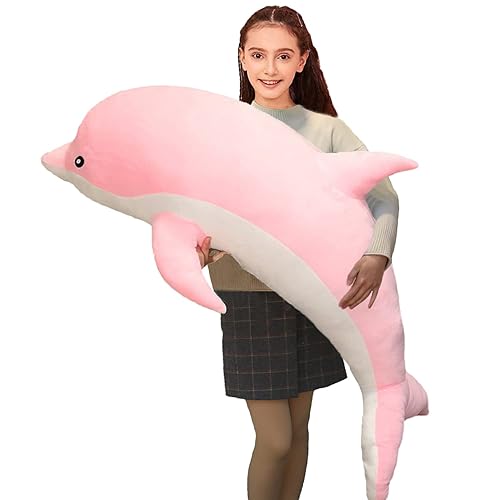 Dolphin Stuffed Animals Plush Pillow Super Soft Sea Animal Plush Toys Dolls for Boys Girls Sleeping Cushion Gift (120cm/47.24in, Pink) - 120cm/47.24in - Pink