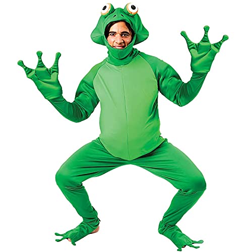 NIKDUCK Halloween Costume Jumpsuit,One Piece Animal Costume Dress Up Frog/turkey Suits for Adults, Women and Men - Frog Jumpsuit - XX-Large