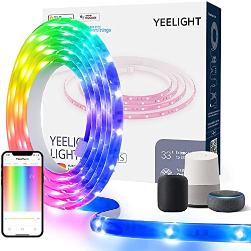 Yeelight Smart Led Strip Lights, 2m/6.5 FT WiFi RGB Led Light Strips Music Sync,App & Voice Control,Work with Razer Chroma,Homekit,Siri,Alexa,Google,Flexible Led Lights for TV,Bedroom,Room