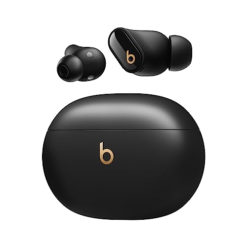 Beats Studio Buds + (2023) – True Wireless Noise Cancelling Earbuds, Enhanced Apple & Android Compatibility, Built-in Microphone, Sweat-Resistant Bluetooth Headphones, Spatial Audio – Black/Gold - Black