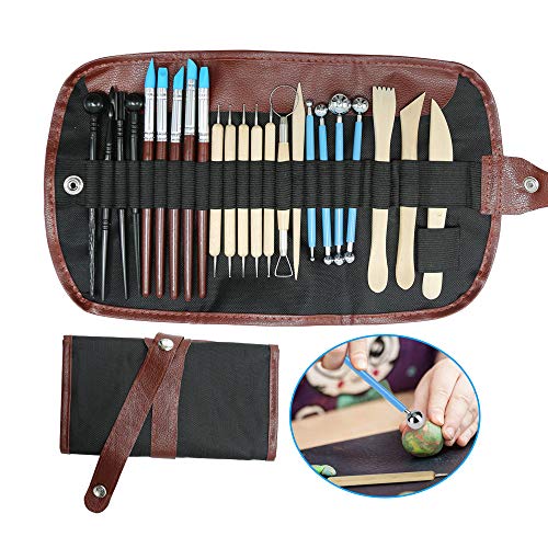 24 in 1 Pottery & Clay Sculpting Tools with Assorted Shape Size DIY Clay Modeling Tool Set for Kids
