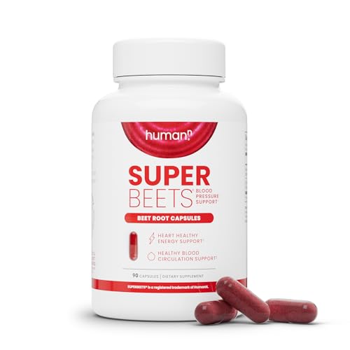 humanN SuperBeets Beet Root Capsules Quick Release 1000mg - Supports Nitric Oxide Production, Blood Pressure – Clinically Studied Antioxidants 90 Count Non-GMO Powder - Capsules