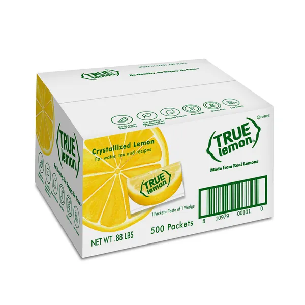 TRUE LEMON Water Enhancer, Bulk Pack (Pack of 500), 0 Calorie Drink Mix Packets For Water, Sugar Free Lemon Flavoring, Lemon Flavoring Powder Packets, Water Flavor Packets Made with Real Lemons - Lemon Bulk Pack 0.03 Ounce (Pack of 500)