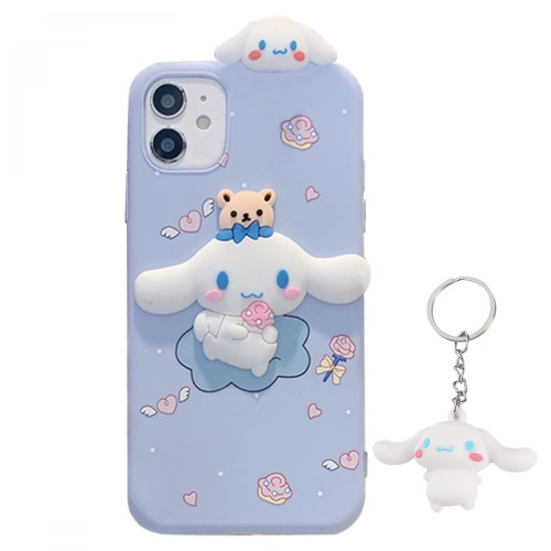 Cute Cartoon Phone Cases+Keychain,Funny Cute Protective Case Cover Compatible with iPhone 13/13 Promax/11/11 Pro Max/Xs Max/XR /12 /12Mini /12Pro/ Pro Max/6plus/7 (iphone12, Blue)