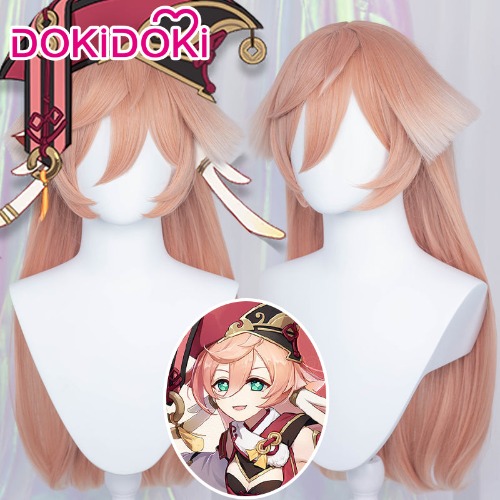 DokiDoki Game Genshin Impact  Yan Fei Cosplay Wig Long Pink Wig Yanfei | YanFei-PRESALE