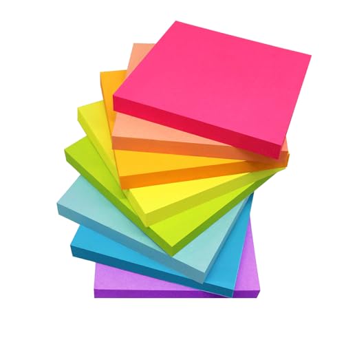Sticky Notes 3x3 Inches,Bright Colors Self-Stick Pads, Easy to Post for Home, Office, Notebook, 82 Sheets/pad - 8