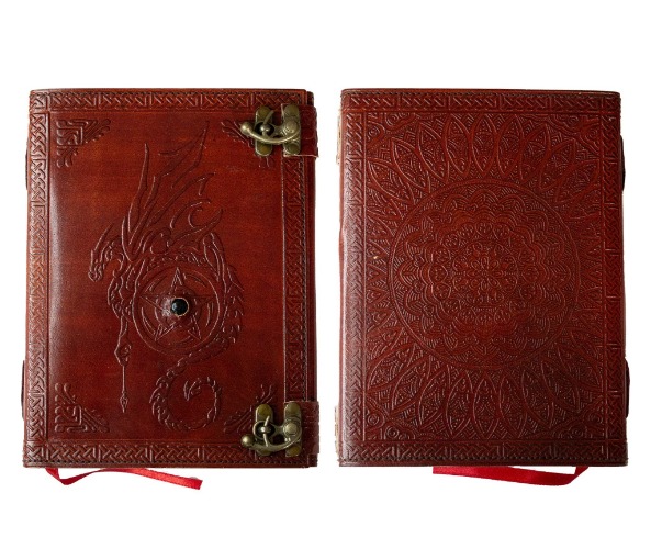 Dragon Pendulum Leather Journal - Red Brown