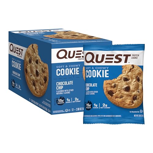 Quest Nutrition Chocolate Chip Protein Cookie; Keto Friendly; High Protein; Low Carb; 12 Count - Chocolate Chip - Cookie