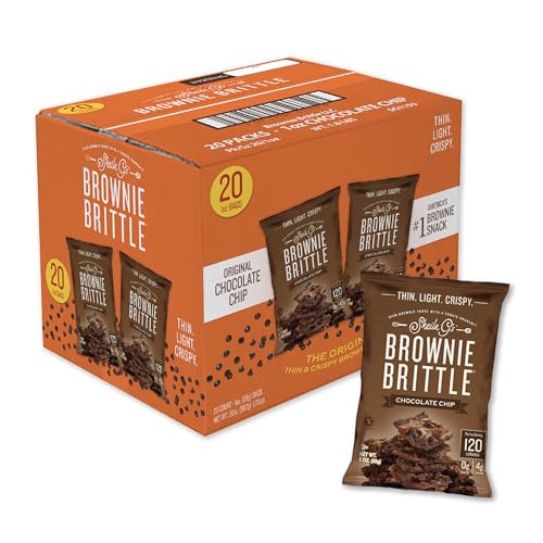 Sheila G's Brownie Brittle – Original Chocolate Chip Thin and Crispy Sweet Snacks (Pack of 20, 1 oz), Rich Gourmet Brownie Bites Dessert - Chocolate Chip - 1 Ounce (Pack of 20)
