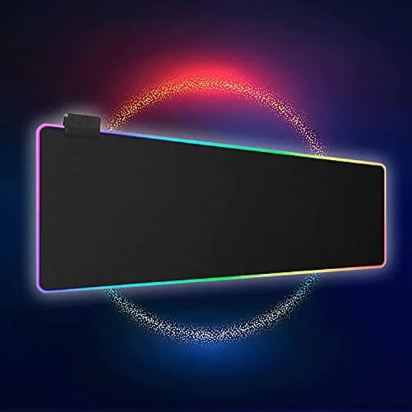 Tilted Nation RGB Gaming Mouse Pad Large - LED Extended Mousepad Desk Mat with 8 Adjustable Light Modes - Computer Mouse and Keyboard Pad - Non Slip Rubber Base, Easy to Clean Water Proof Surface
