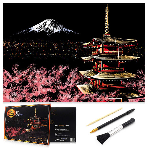 Scratch Art Rainbow Painting Paper (Mount Fuji)