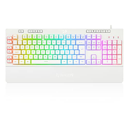 Redragon Shiva Lunar White RGB Gamer Membrane Keyboard K512W-RGB ABNT2