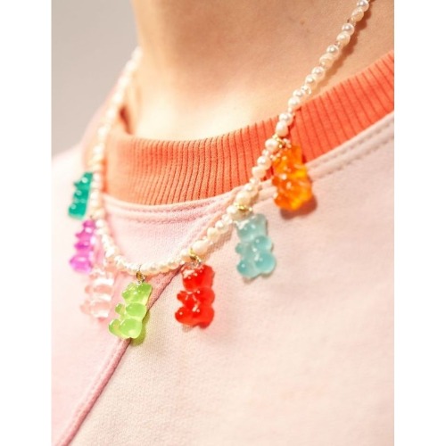 Colar de Perolas Ursinhos Gummy Bear Aesthetic Fofos Divertidos kawaii