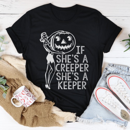 If She's A Creeper She's A Keeper Tee - Black Heather / L
