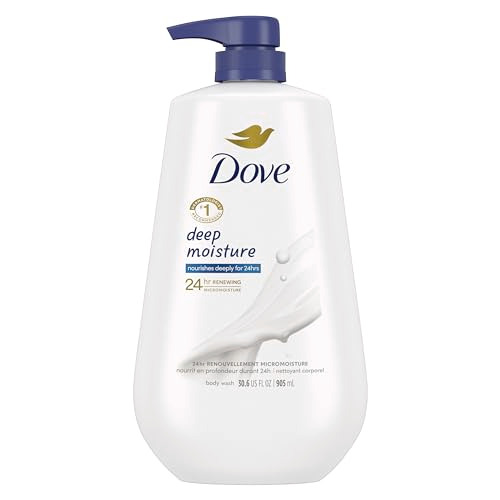 Dove Body Wash with Pump Deep Moisture For Dry Skin Moisturizing Skin Cleanser with 24hr Renewing MicroMoisture Nourishes The Driest Skin 30.6 oz - Fragranced - 1.91 Pound (Pack of 1)