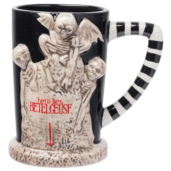 Silver Buffalo Beetlejuice Here Lies Ceramic 3D Sculpted Mug, 20 Ounces - Beetlejuice Here Lies