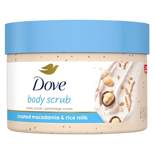 Dove Scrub Macadamia & Rice Milk Reveals Visibly Smoother Skin Body Scrub That Nourishes Skin 10.5 oz - 10.5 Ounce (Pack of 1) - Macadamia & Rice Milk