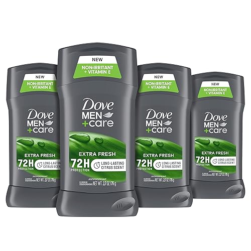 Dove Men + Care Antiperspirant Deodorant, 72hr Sweat & Odor Protection, Vitamin E, Triple Moisturizer, 4 Pack - Citrus - 2.7 Ounce (Pack of 4)