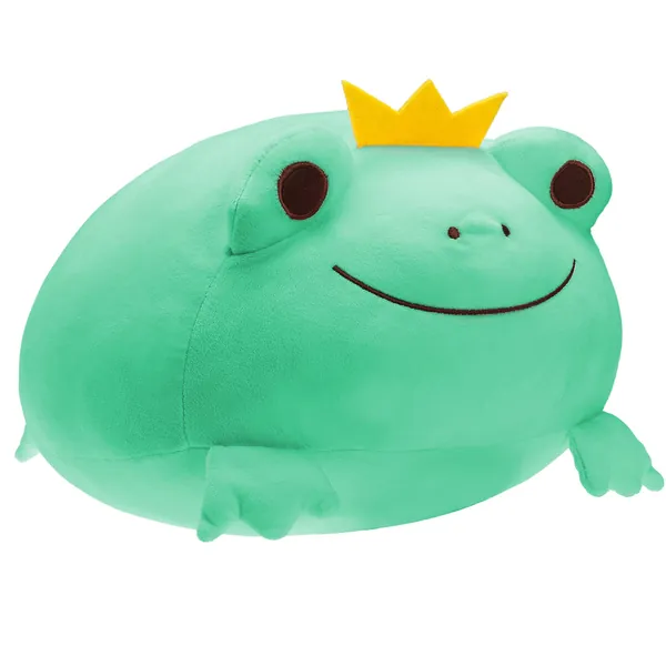 DITUCU Stuffed Animal Frog Plush Toy Squishy Frog Plush Pillow, Soft Stretchy Plush Toy Adorable Stuffed Crown Frog Decoration Cuddly Gift for Kids - Green 14 inch