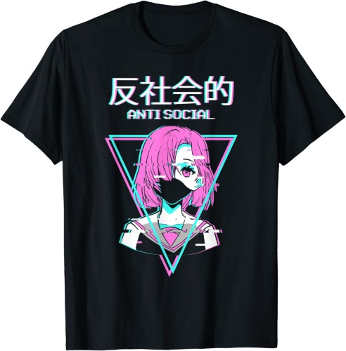 Antisocial Vaporwave Anime Girl Japanese Alt Indie Aesthetic T-Shirt