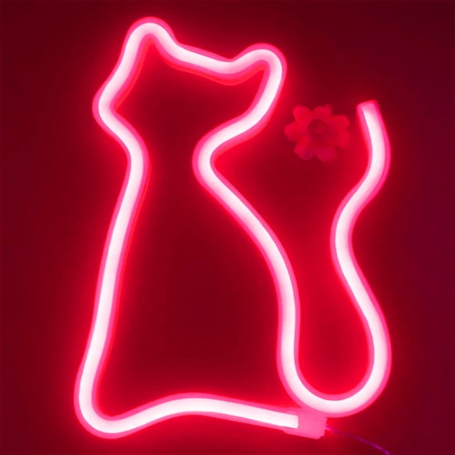 LED Red Cat Neon Signs Lights Wall Decor,Battery or USB Operated for Room,Wall Decor Table LED Neon Light Sign,Decorative for Bar,Christmas,Home Party, Wedding Birthday Kids or Girls Room(Red Cat) - Red Cat