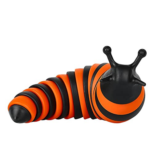 Lifidea Articulated Slug Fidget Toy Flexible Swing Rotation ASMR Toys EDC Fidget Toys BPA Free Anti Stress Anxiety Autism ADHD OCD ADD Sensory Toys Gift for Kids and Adults (Black & Orange) - Black & Orange
