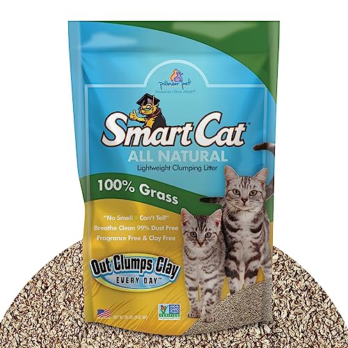 SmartCat All Natural Clumping Cat Litter, 20 Pound (320oz 1 pack) - Alternative to Clay and Pellet Litter - Chemical and 99% Dust Free - Unscented and Lightweight - 20-Pound