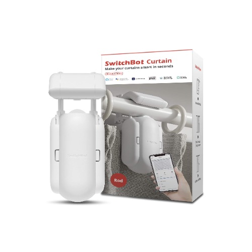SwitchBot Curtain Smart Electric Motor - Wireless App or Automate Timer Control, Add SwitchBot Hub Mini to Make it Compatible with Alexa, Google Home, HomePod, IFTTT (Rod, White)
