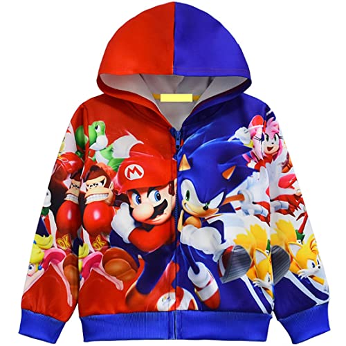 DYWPYCLQ Kids Boys' Hoodie Fashion Sweater Game Cartoon Girls' Jacket Long Sleeve Zipper Coat Casual Wear Clothes 5-13years - 11-12 Years - style 2