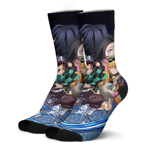 Anime Socks Long Socks Casual Cotton Socks Anime Character Theme Pattern Novelty Socks Funny Cute Soft Gift for Women Men - Demon Slayer3