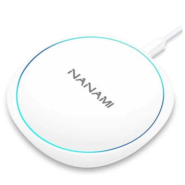 Fast Wireless Charger, NANAMI 10W Qi Wireless Charging Pad for iPhone 16/15 Pro Max/14 Plus/13/12/11/SE 2/XS Max/XR/X/8,for Samsung S24 Ultra/S23/S22/S21/S20 fe/S10/S9,Note 20,Pixel 6/5,AirPods Pro/3 - Elegant White