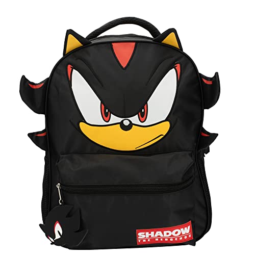 AI ACCESSORY INNOVATIONS Sonic The Hedgehog Backpack for Boys & Girls, Shadow 16 Inch Schoolbag with 3D Features, Durable School Bag for Kids - Black