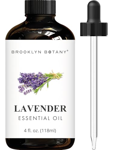 Brooklyn Botany Lavender Essential Oil - Huge 4 Fl Oz - 100% Pure and Natural - Premium Grade with Dropper - for Soap and Candle Making, DIY and Diffusers - 4.00 Fl Oz (Pack of 1) - Lavender