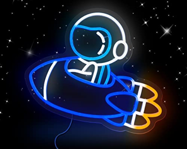 Astronaut Spacecraft Neon Signs for Wall Decor, Dimmable USB Powered Spaceman LED Neon Light Decorations for Bedroom,Galaxy Lover, Kids & Teens Room,Outer Space Party Supplies Christmas Gift (15.7" x 12.6'') - Astronaut Spacecraft