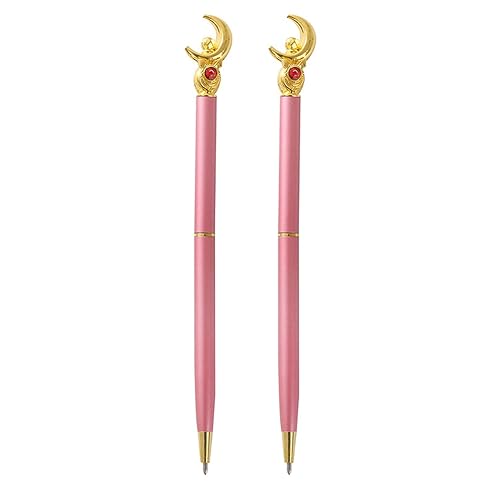 GHHQIANG 2Pcs Sailor Moon Pen School Supplies, Sailor Moon Merch, Pink Moon Pen for School Day Students Gifts or Offices,Tip 1mm