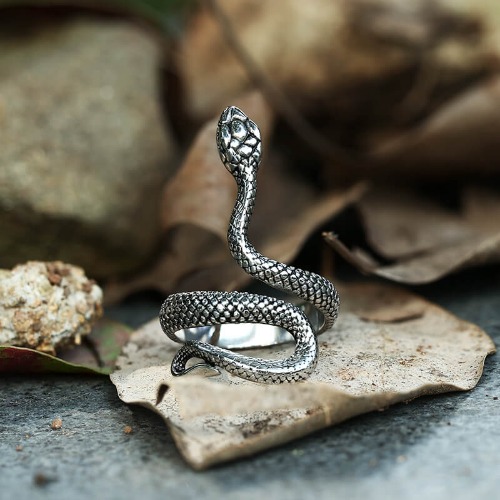 Vintage Snake Stainless Steel Ring - Retro / 8
