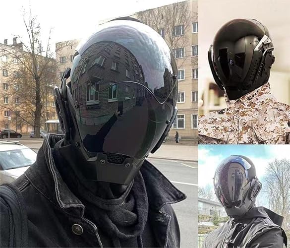 QJYZHAN Cyberpunk Mask, Futuristic Techwear Helmet Cool Cyber Mask, Cool Mask Cosplay Accessories Halloween Full Face Mask - BK