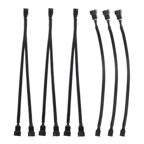 GTIWUNG 6-pack 4-stifts PWM-fläktförlängningskabel (3 st), PWM-fläktdelarkabel Y-splitter dator PC-fläkt strömkabel 1 till 2 omvandlare (3 st), 27 cm/10,6 tum