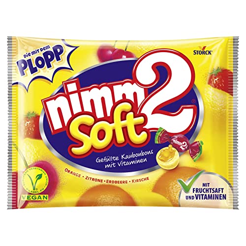nimm2 Soft – 1 x 800g Großpackung – Gefüllte Kaubonbons in vier Sorten mit Fruchtsaft und Vitaminen - 1 x 800g - Fruchtmix