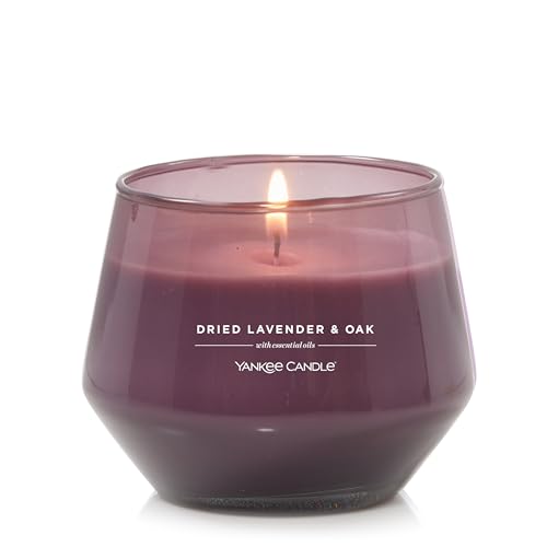 Yankee Candle Studio Medium Candle, Dried Lavender & Oak, 10 oz: Long-Lasting, Essential-Oil Scented Soy Wax Blend Candle | 40-65 Hours of Burning Time - Dried Lavender & Oak​ - Medium