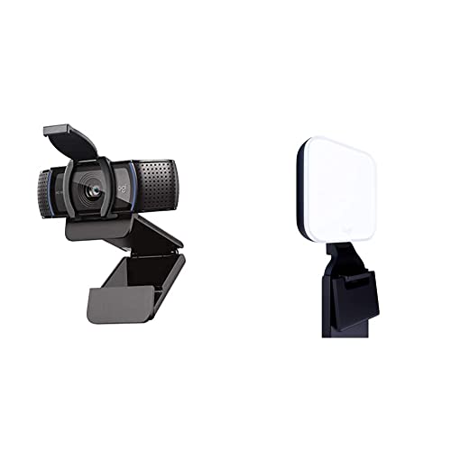 Logitech C920e HD 1080p Webcam + Litra Glow Premium LED Streaming Light - Zoom and Microsoft Teams Compatible Webcam with Adjustable Desktop Mounting - Webcam + Monitor Light
