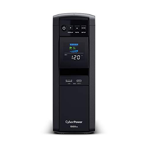 CyberPower CP1500PFCLCD PFC Sinewave UPS System, 1500VA/1000W, 12 Outlets, AVR, Mini Tower, Black - 1500VA - UPS