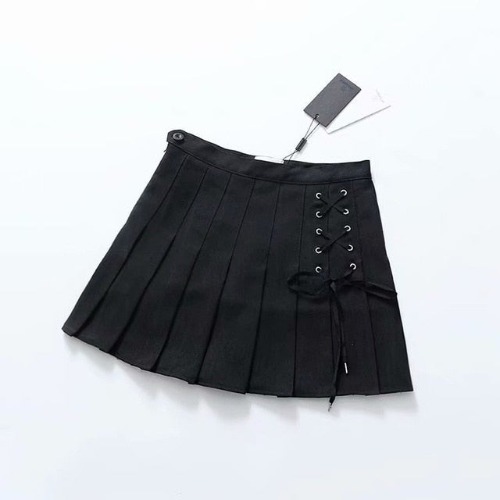 Grunge Black/Red Pleated Lace Detail Mini Skirt - Armageddon Edition - black / XS
